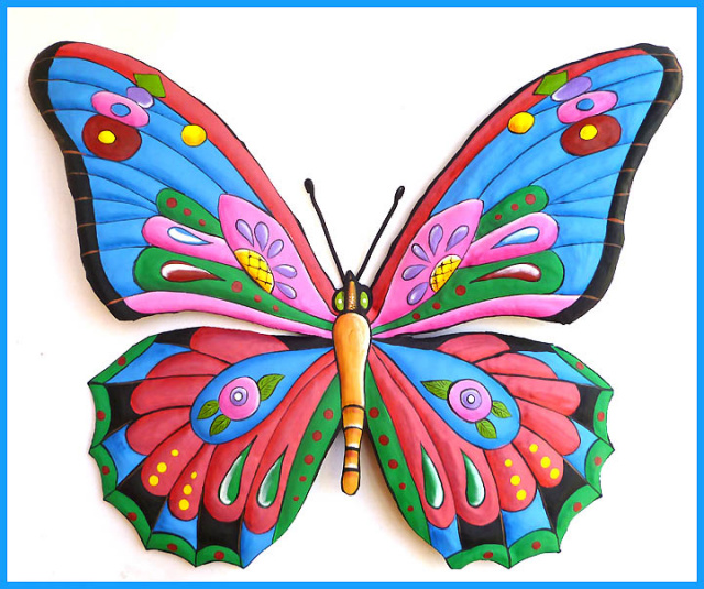 painted metal metal butterfly wall hanging